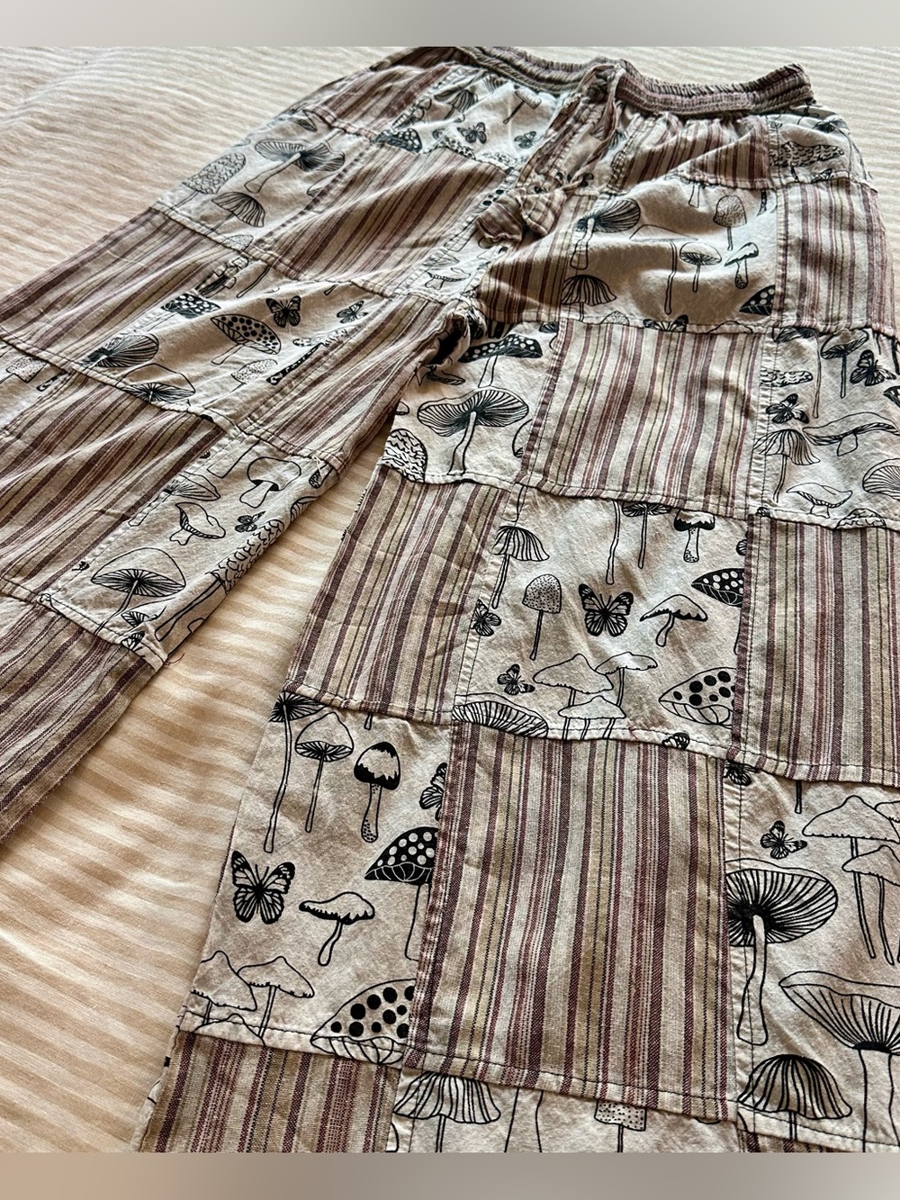 rising international cotton patchwork pants / size large - Picture 2 of 5